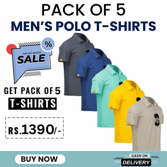 Men's Polo Premium Cotton T-Shirts | Pack of 5