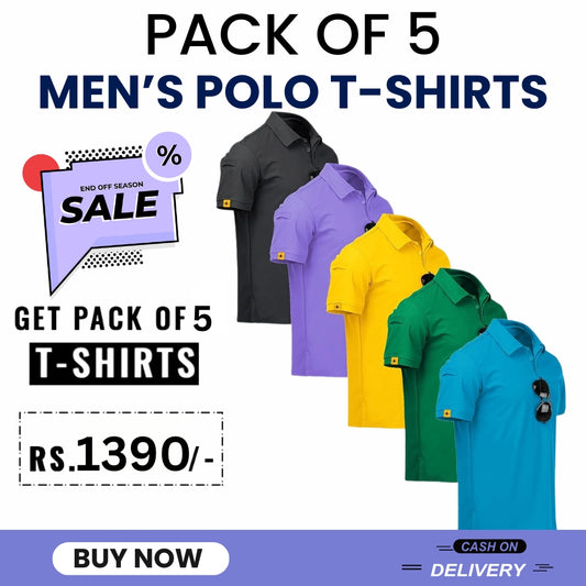 Men's Polo Premium Cotton T-Shirts | Pack of 5