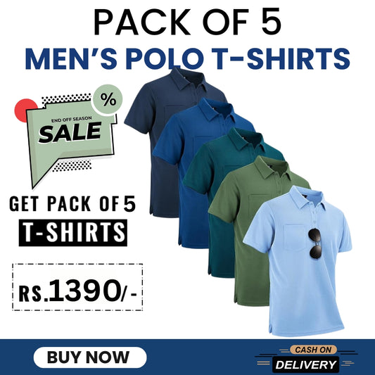 Men's Polo Premium Cotton T-Shirts | Pack of 5
