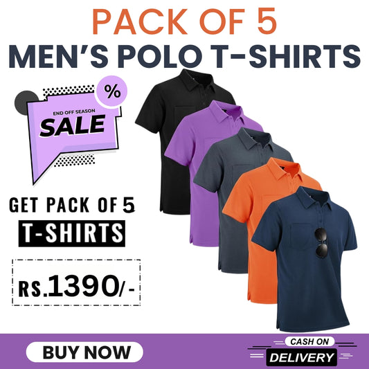 Men's Polo Premium Cotton T-Shirts | Pack of 5